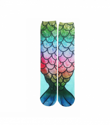 Mermaid Tail Print Women Girl Knee High Boot Socks[Design - 1]