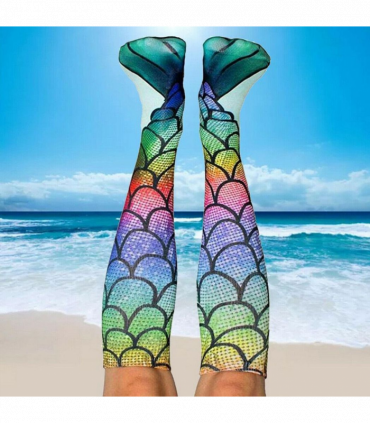 Mermaid Tail Print Women Girl Knee High Boot Socks[Design - 1]