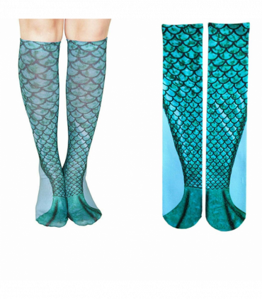 Mermaid Tail Print Women Girl Knee High Boot Socks[Design - 4]