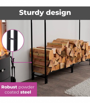 Neo 240cm Outdoor Metal Log Holder Storage Rack with Cover