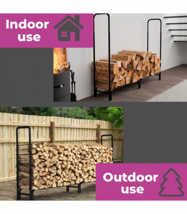 Neo 240cm Outdoor Metal Log Holder Storage Rack with Cover