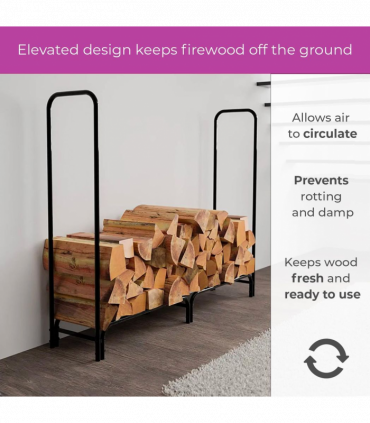 Neo 240cm Outdoor Metal Log Holder Storage Rack with Cover