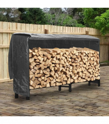Neo 240cm Outdoor Metal Log Holder Storage Rack with Cover
