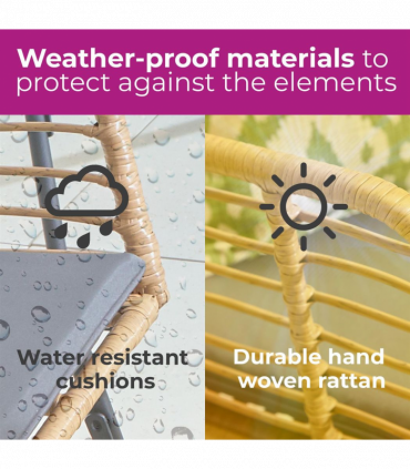 Neo 4 Piece Wicker Bamboo Style Garden Sofa, Table & Chairs Set