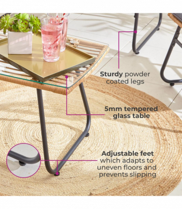 Neo 4 Piece Wicker Bamboo Style Garden Sofa, Table & Chairs Set