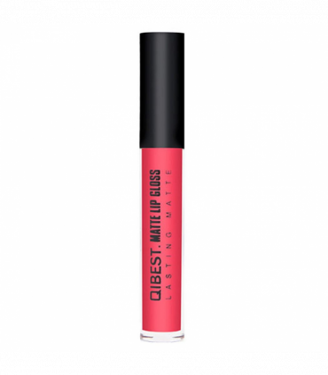 Qibest Double Pack Matt Liquid Lip Gloss and Lip Pencil Liner Kit, Bright Pink