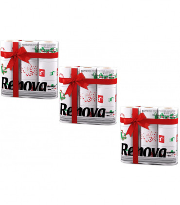 Renova White Print 2 Ply Christmas Xmas Toilet Tissue Paper Rolls (27 Rolls)