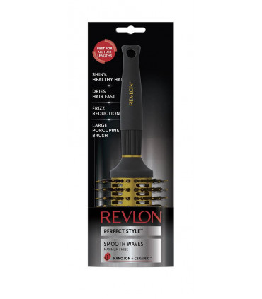 Revlon Ionic Ceramic Smooth Waves Large Round Barrel Blow Dry Hair Brush Nano Anti Bacterial Technology