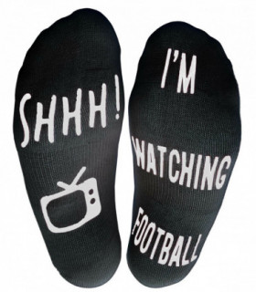 Vinsani 'Shhh I'm Watching Football' Funny Ankle Socks, Gift For Football Fans - Black