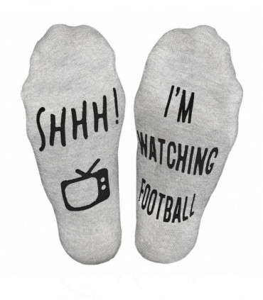 Vinsani 'Shhh I'm Watching Football' Funny Ankle Socks, Gift For Football Fans - Grey