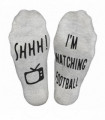 Vinsani 'Shhh I'm Watching Football' Funny Ankle Socks, Gift For Football Fans - Grey