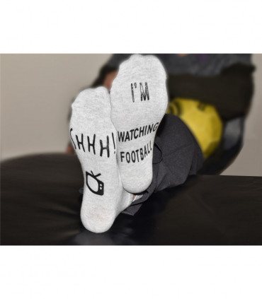 Vinsani 'Shhh I'm Watching Football' Funny Ankle Socks, Gift For Football Fans - Grey