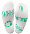 Vinsani 'Shhh I'm Watching Football' Funny Ankle Socks, Gift For Football Fans - White