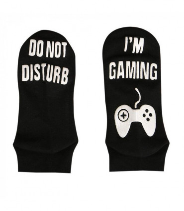 Vinsani 'Do Not Disturb, I'm Gaming' Funny Ankle Gamer Socks - Black