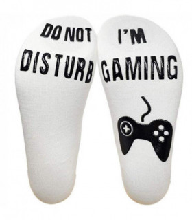 Vinsani 'Do Not Disturb, I'm Gaming' Funny Ankle Gamer Socks - White