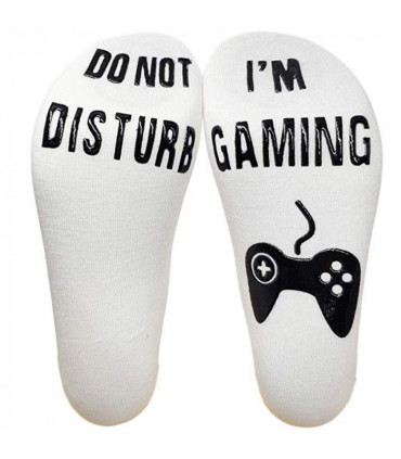 Vinsani 'Do Not Disturb, I'm Gaming' Funny Ankle Gamer Socks - White