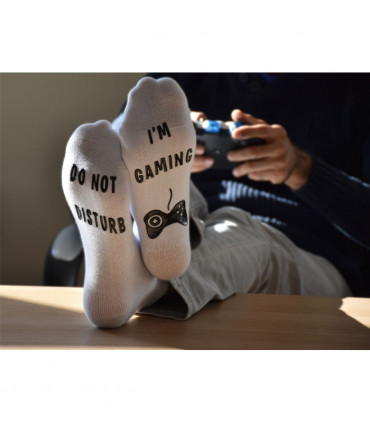 Vinsani 'Do Not Disturb, I'm Gaming' Funny Ankle Gamer Socks - White
