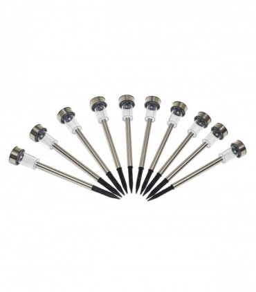 Vinsani 10 X Colour Change Stainless Steel Solar Powered Stick Post LED Lights Rechargeable Outdoor Garden Border Patio Path Driveway Entrance Marking Water Resistant Lamps