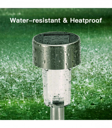 Vinsani 10 X Colour Change Stainless Steel Solar Powered Stick Post LED Lights Rechargeable Outdoor Garden Border Patio Path Driveway Entrance Marking Water Resistant Lamps