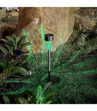 Vinsani 10 X Colour Change Stainless Steel Solar Powered Stick Post LED Lights Rechargeable Outdoor Garden Border Patio Path Driveway Entrance Marking Water Resistant Lamps