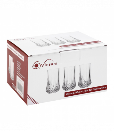 Vinsani 350ml Crystal Tall Glasses 6pcs 1010497