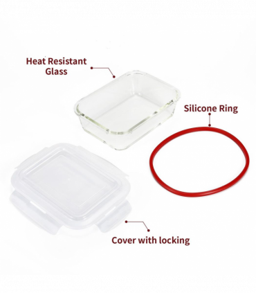 Vinsani Glass Food Storage 10-Pack Containers Rectangle Food Meal Prep Lunch Boxes with Lids Airtight Heat Resistant Leakproof Lid BPA-Free Dishwasher Microwave Oven Freezer Safe