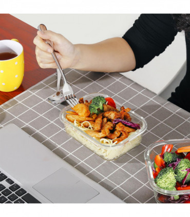 Vinsani Glass Food Storage 10-Pack Containers Rectangle Food Meal Prep Lunch Boxes with Lids Airtight Heat Resistant Leakproof Lid BPA-Free Dishwasher Microwave Oven Freezer Safe