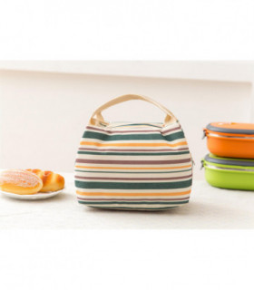 Vinsani Insulated Striped Canvas Thermal Lunch Bag Reusable Portable Cooler Bag Lightweight Convenient Foldable for Work School Picnic Office Adults & Kids – Cream