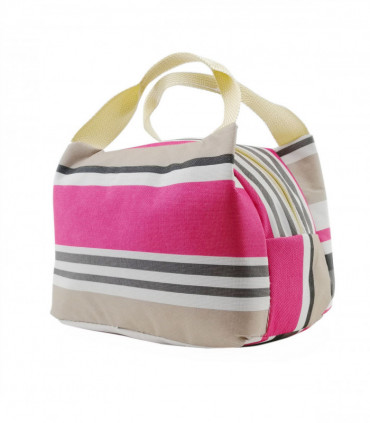 Vinsani Insulated Striped Canvas Thermal Lunch Bag Reusable Portable Cooler Bag Lightweight Convenient Foldable for Work School Picnic Office Adults & Kids – Striped Grey