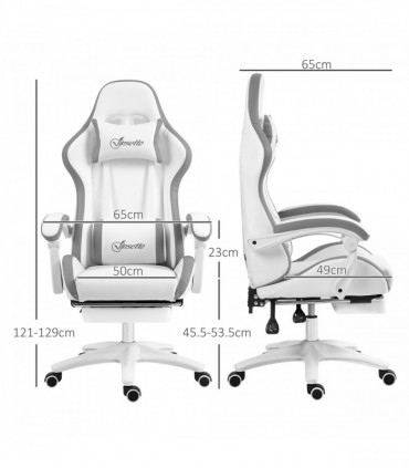 Vinsetto Racing Style Gaming Chair with Reclining Function Footrest, Grey