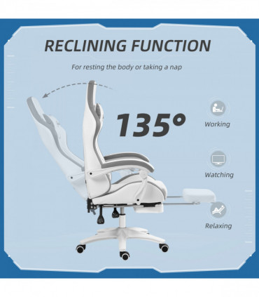 Vinsetto Racing Style Gaming Chair with Reclining Function Footrest, Grey