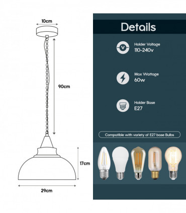 Vintage Industrial Yellow Brass E27 Ceiling Hanging Light  Metal Pendant Lamp