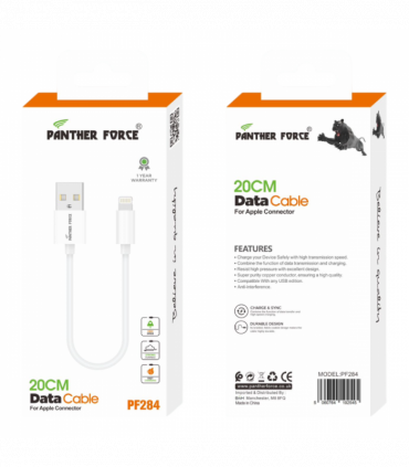 Panther Force 20cm Data Cable Apple Connector - Fast Charging and Data Transfer