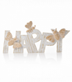 Hestia Wood Effect Resin Bee Ornament - Happy
