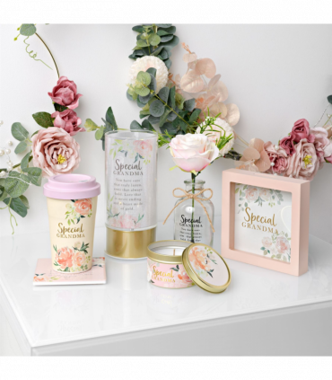 Peaches & Cream Flower in Glass Jar - Grandma