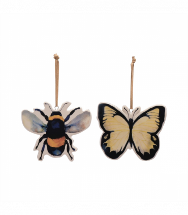 Country Living Set of 2 Insect Plaques - Bee & Butterfly