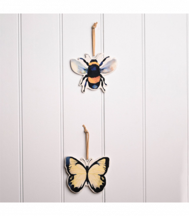 Country Living Set of 2 Insect Plaques - Bee & Butterfly