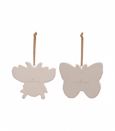 Country Living Set of 2 Insect Plaques - Bee & Butterfly