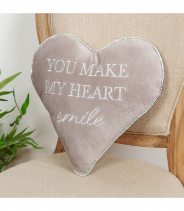 Amore Heart Shaped Cushion "You Make My Heart Smile"
