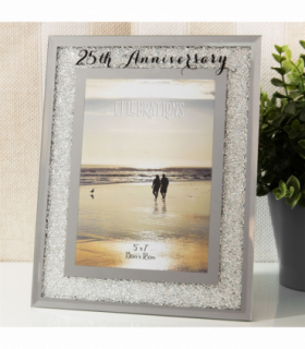 Celebrations Crystal Border Frame 5" x 7" - 25th Anniversary
