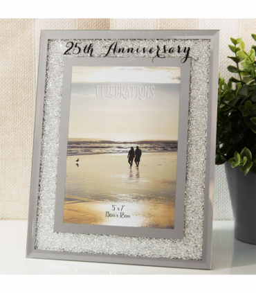 Celebrations Crystal Border Frame 5" x 7" - 25th Anniversary