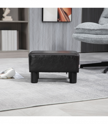 Footstool Ottoman Cube Dark Brown Polyester Plywood Plastic 40cm x 30cm x 24cm