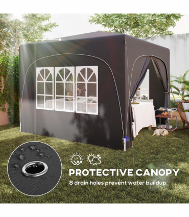 Outsunny 3 x 3(m) UPF50+ Pop Up Gazebo with Sides and Carry Bag, Black