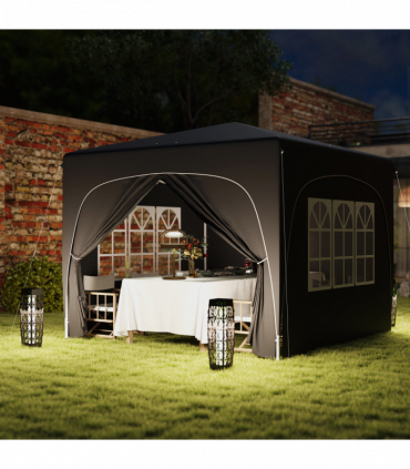 Outsunny 3 x 3(m) UPF50+ Pop Up Gazebo with Sides and Carry Bag, Black