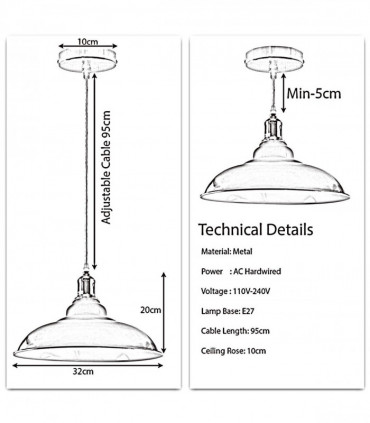 New Vintage Pendant Ceiling Shade Industrial Chandelier Flush mount Lighting UK