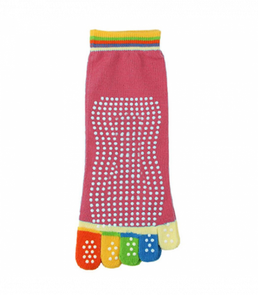 Non Slip Skid Pilates Yoga Socks Anti-Slip Full Toe with Grips Cotton[Pink]