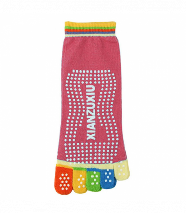 Non Slip Skid Pilates Yoga Socks Anti-Slip Full Toe with Grips Cotton[Pink]