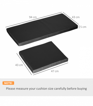 Outsunny 3PCs Rattan Garden Seat Cushions Pads for Patio Furniture Black