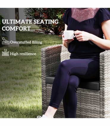 Outsunny 3PCs Rattan Garden Seat Cushions Pads for Patio Furniture Black