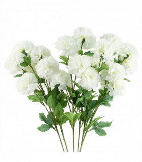Pack of 6 x 70cm White Artificial Carnation Stem - 24 Flowers